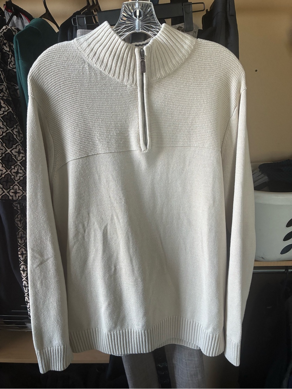 Dockers Men's Half-Zip Quarter zip Sweater Pullover - Cream